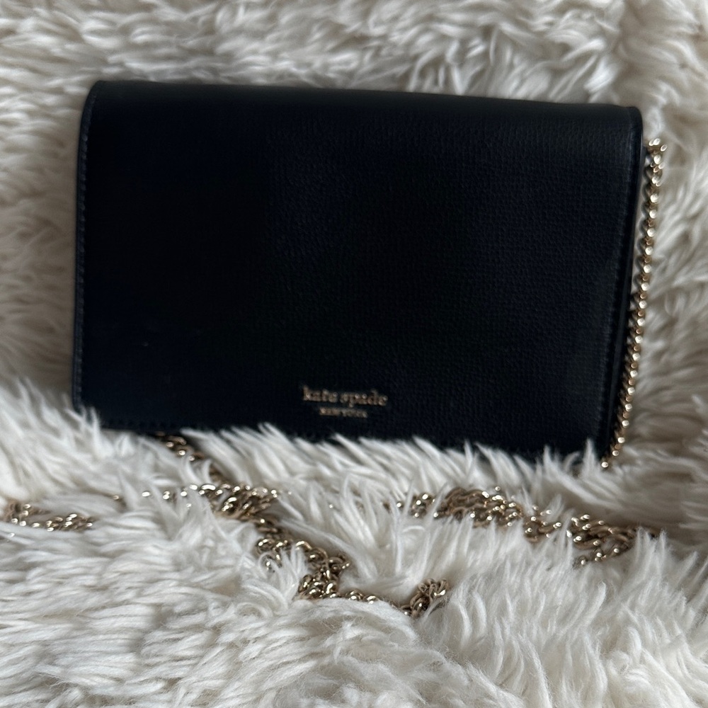 Kate Spade Black wallet on Gold Chain
